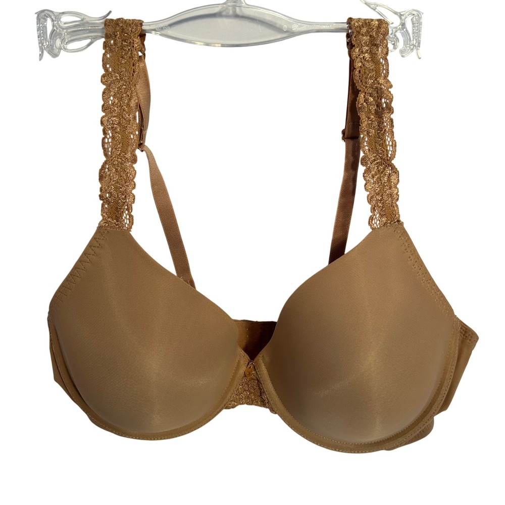 Natori Lace Trimmed Underwire T-Shirt Bra Beige 34D